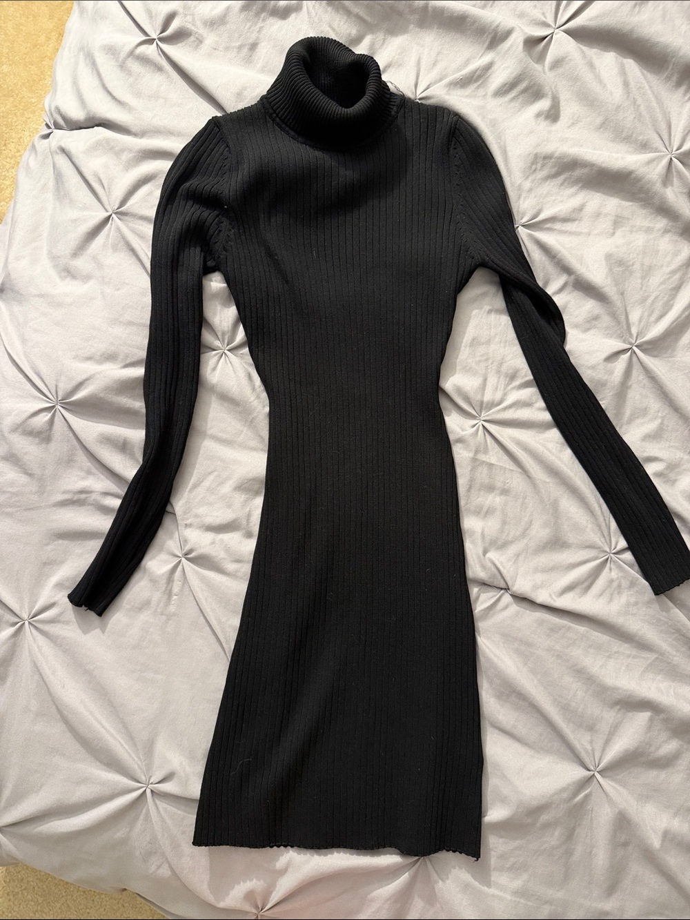 Fashion Nova Black Ribbed Turtleneck Bodycon Dress